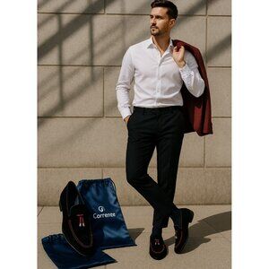 Corrente Pelle line Suede Tassel Loafer   Black + Red Size EU 45